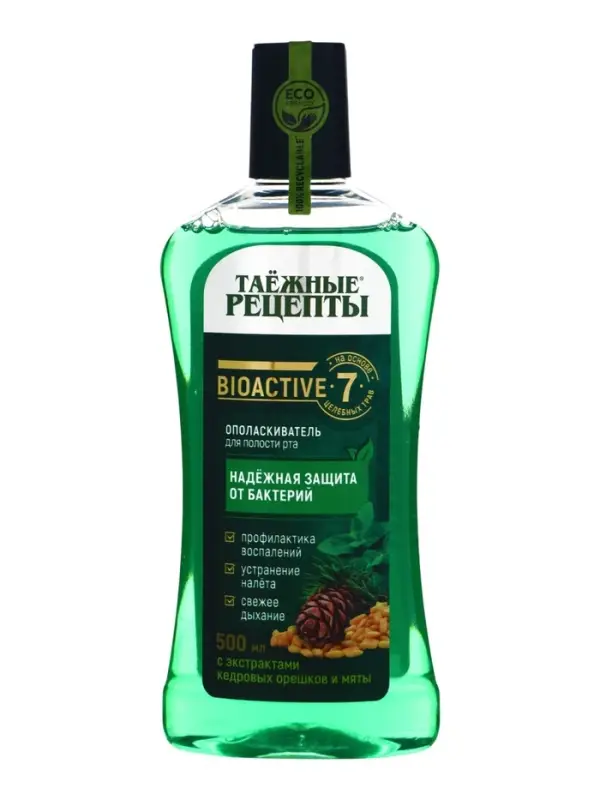Ополаскиватель для рта Таёжные рецепты с экстрактом кедровых орешков и мятой, 500 мл