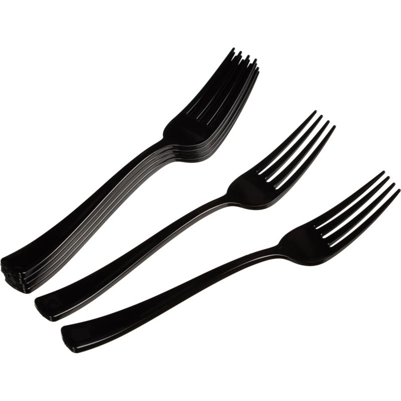 Вилка одноразовая 190мм, черная, ПС 50 шт/уп