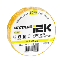 Изолента 0,13х15мм желтая 20м IEK MIXTAPE BASIC