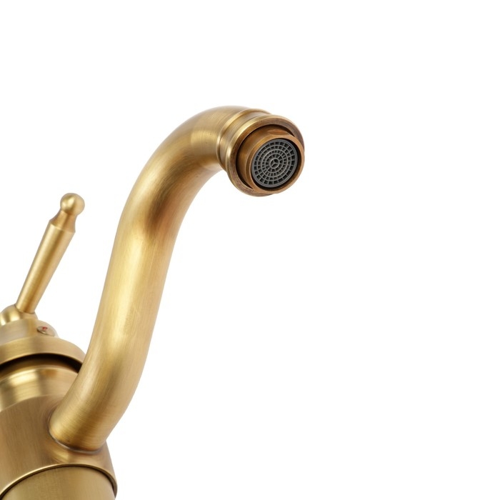 Смеситель для раковины ZEIN Ретро, изогнутый излив, без подводки, латунь, цвет бронза Смеситель для раковины ZEIN Ретро, изогнутый излив, без подводки, латунь, цвет бронза