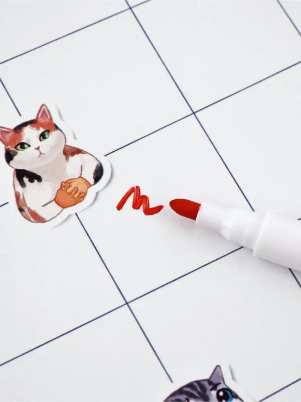 Магнитный планер А4 и стирающийся маркер Магнитный планер А4 и стирающийся маркер "Котики"