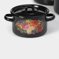 Набор кастрюль эмалированных &laquo;Жостово&raquo;, 3 шт.: 1.5 л, 2.9 л, 4.5 л, чёрный