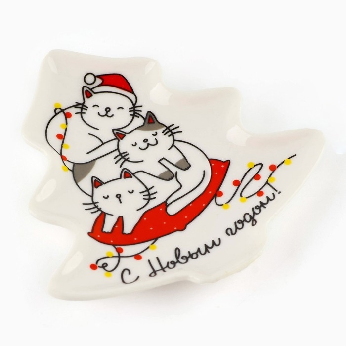 Подставка под чайный пакетик «С Новым годом. Котики», 8.7 х 8.5 см Подставка под чайный пакетик «С Новым годом. Котики», 8.7 х 8.5 см