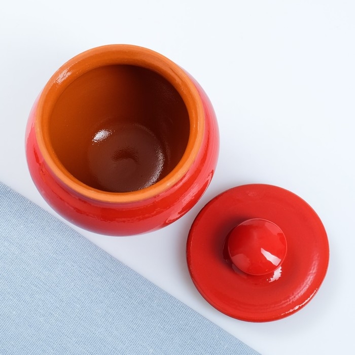 Горшочек под жаркое с крышкой  Горшочек под жаркое с крышкой "Вятский" 0,7л, красный