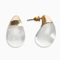 Серьги "Капли Бо", цвет прозрачный белый в золоте Серьги "Капли Бо", цвет прозрачный белый в золоте