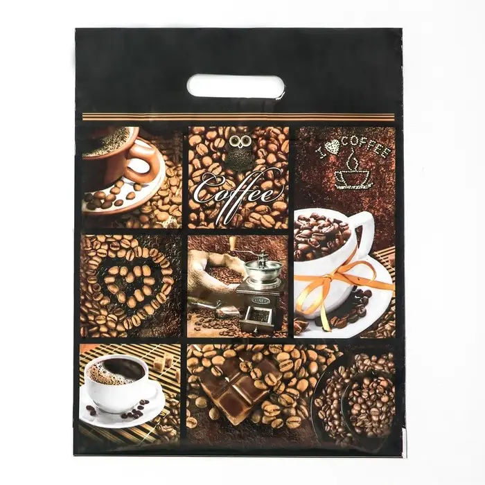 Пакет "Кофе", полиэтиленовый с вырубной ручкой, 60 мкм 31х40 см