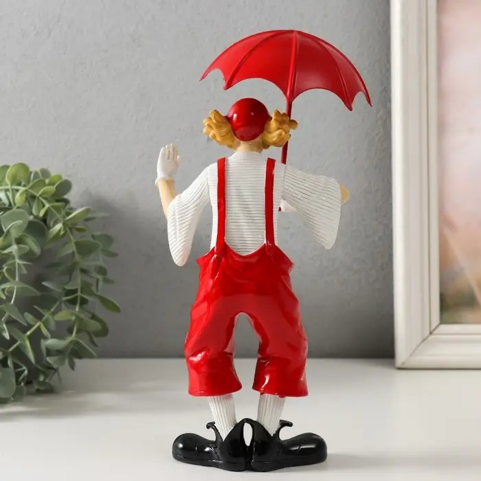 Сувенир полистоун  Сувенир полистоун "Клоун с красным зонтом" бело-красный 11,5х9х24 см