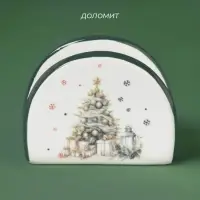 Салфетница новогодняя Доляна &laquo;Приближение чуда&raquo;, 9.5&times;4.5&times;7 см, доломит, белая