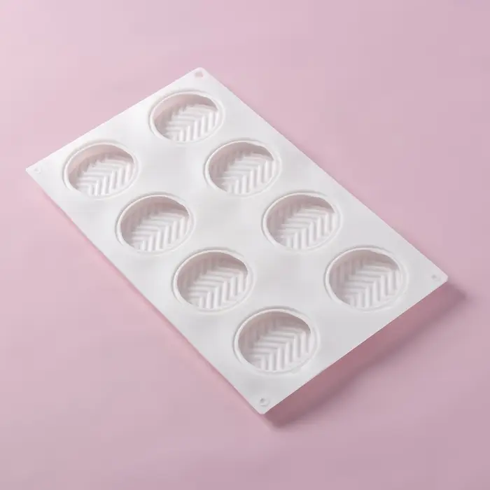 Форма для муссовых десертов и выпечки Доляна &laquo;Твид&raquo;, силикон, 29.5&times;17&times;1.4 см, 8 ячеек (d=6 см), белая