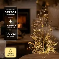 Фигура светодиодная &laquo;Застывшие кристаллы&raquo; 55&times;30&times;3 см, 20 LED, от батареек CR2032&times;2 (в комплекте), свечение тёплое белое