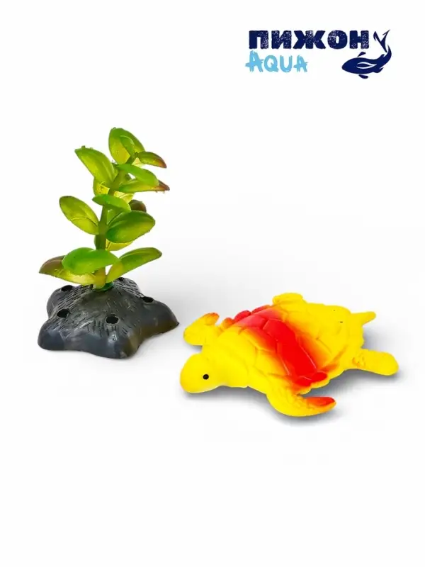 Набор декора для аквариума "Черепаха и трава"