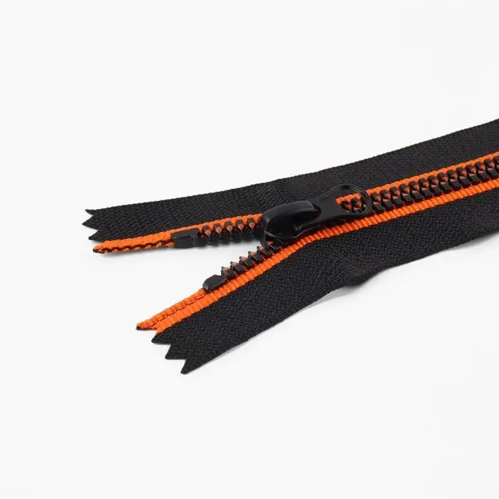 Молния «Трактор», №5, неразъёмная, замок автомат, 18 см, чёрная, оранжевая Молния «Трактор», №5, неразъёмная, замок автомат, 18 см, чёрная, оранжевая