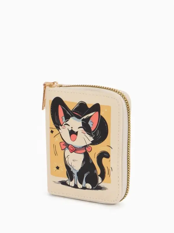 Кошелёк на молнии &laquo;Выбражулька&raquo;, 8.5&times;2.5&times;10.5 см, с принтом, бежевый