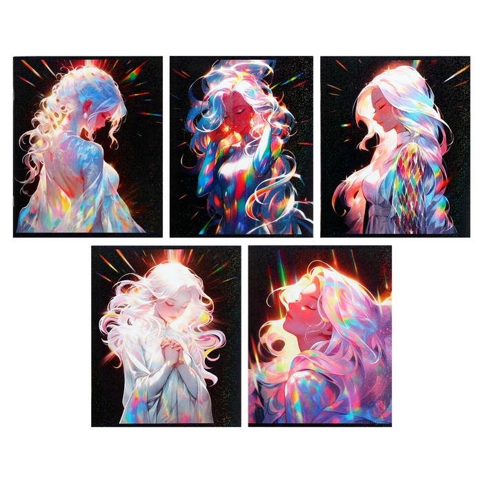 Тетрадь 48 листов в клетку Calligrata TOP Тетрадь 48 листов в клетку Calligrata TOP "Жемчужина", обложка мелованный картон, голография, блок офсет, белизна 95%, МИКС