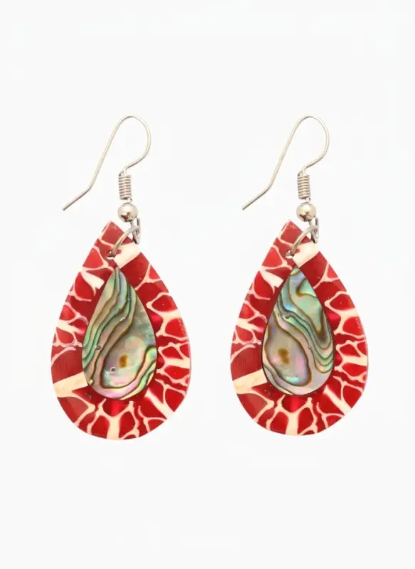 Серьги &laquo;Капельки&raquo;, 5.5&times;2 см, ракушка, красные