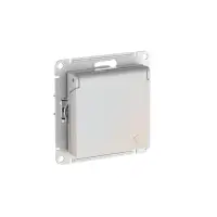 ATLASDESIGN РОЗЕТКА с заземл. со шторк. с крышкой, 16А, IP20,мех., быстрозажимные клеммы, ЖЕМЧУГ