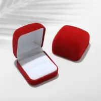Футляр под кольцо, серьги &laquo;Классический&raquo;, бархатный, 5&times;5.5 см, красный