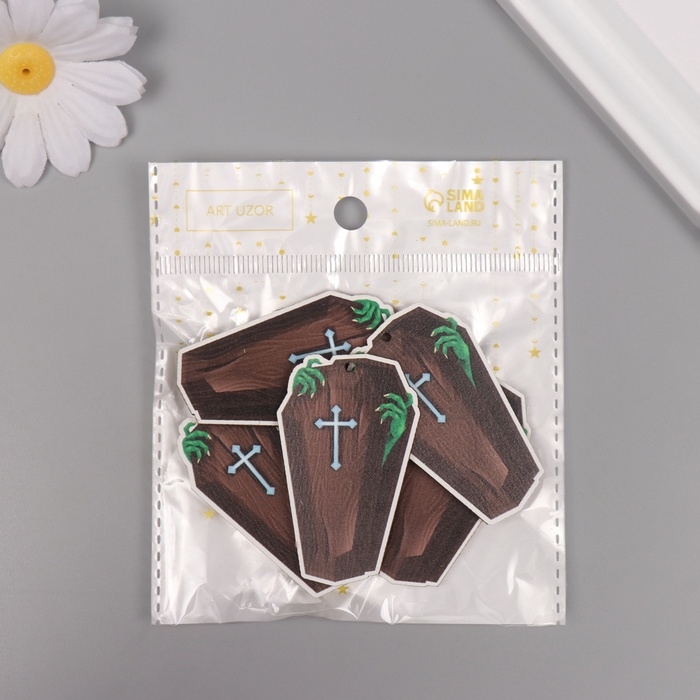 Декор для творчества дерево Декор для творчества дерево "Гробик" набор 5 шт 5,5х3,4х0,3 см