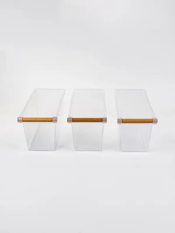 Корзины для хранения Wood Fusion, набор 3 шт.: 33&times;13&times;14 см, пластик, буковое дерево