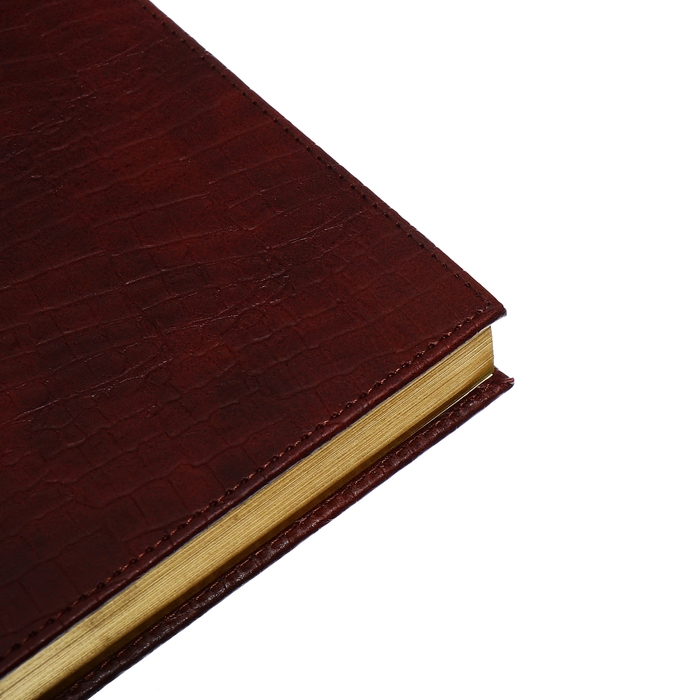 Ежедневник полудатированный, А5, 192 листа, линейка, обложка кожзам, золотой срез,  Ежедневник полудатированный, А5, 192 листа, линейка, обложка кожзам, золотой срез, "Крокодил", коричневый
