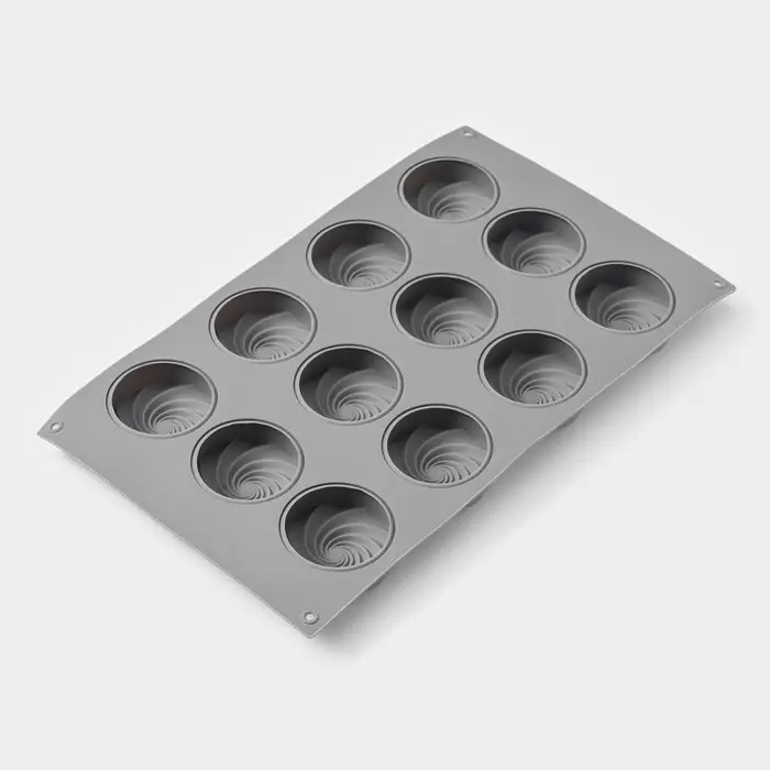 Форма для выпечки и муссовых десертов KONFINETTA &laquo;Шарм&raquo;, силикон, 29.5&times;17.2 см, 12 ячеек (5&times;2.2 см), серая