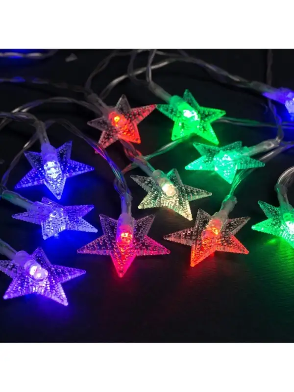 Гирлянда &laquo;Нить&raquo; 3 м с насадками &laquo;Звёзды&raquo;, IP20, прозрачная нить, 20 LED, от батареек АА&times;3, свечение мульти
