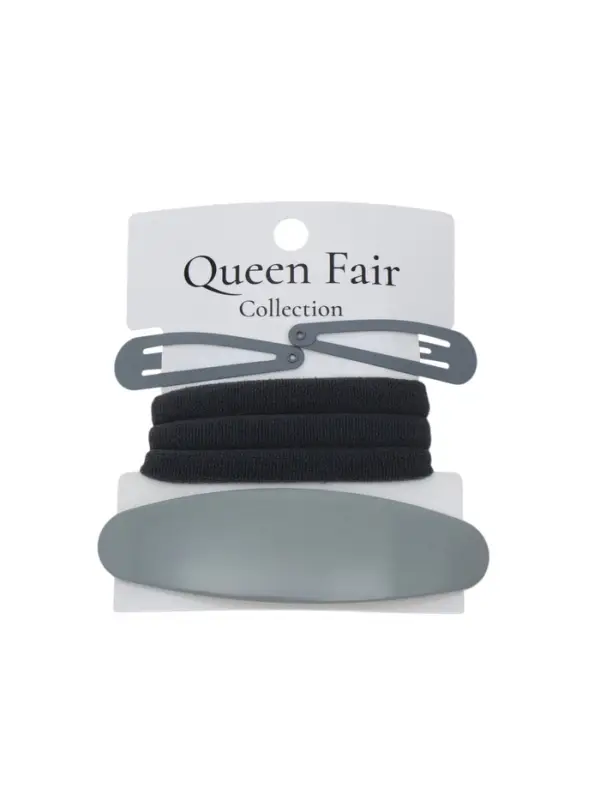 Набор для волос QF &laquo;Авиталь&raquo;, 3 резинки 6 см, заколка - автомат 9 см, 2 заколки 4.5 см, серый