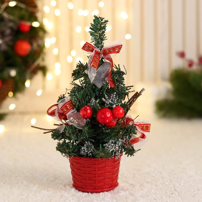 Ёлка декор Ёлка декор "Праздничная" бантик в полоску, 10х17 см, красный