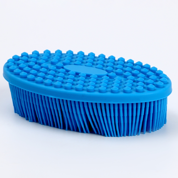 Мочалка детская силиконовая для купания малышей, цвет голубой Мочалка детская силиконовая для купания малышей, цвет голубой