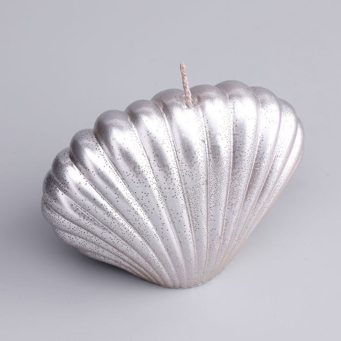 Свеча фигурная лакированная  Свеча фигурная лакированная "Ракушка", 3,2х4,5 см, серебро