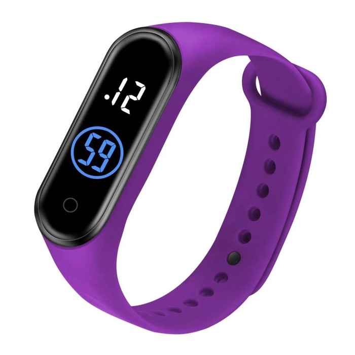 Часы наручные электронные, ремешок силикон, фиолетовые Часы наручные электронные, ремешок силикон, фиолетовые