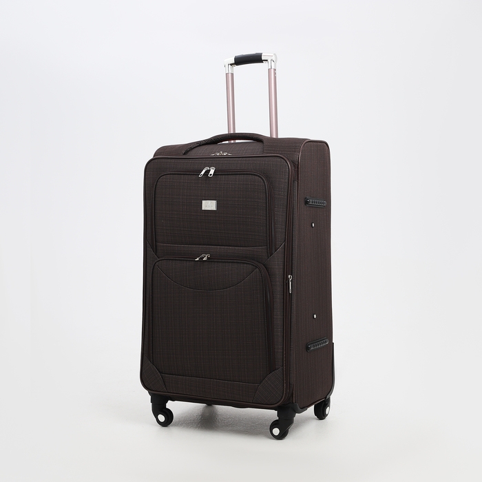 Чемодан большой 95 л (L), отдел на молнии, с расширением, кодовый замок, 4 колеса, 2 наружных кармана, цвет коричневый Чемодан большой 95 л (L), отдел на молнии, с расширением, кодовый замок, 4 колеса, 2 наружных кармана, цвет коричневый