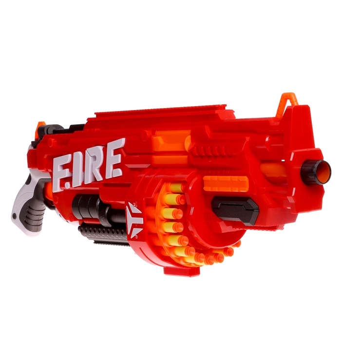 Бластер «Огненный», стреляет мягкими пулями, работает на батарейках Бластер «Огненный», стреляет мягкими пулями, работает на батарейках