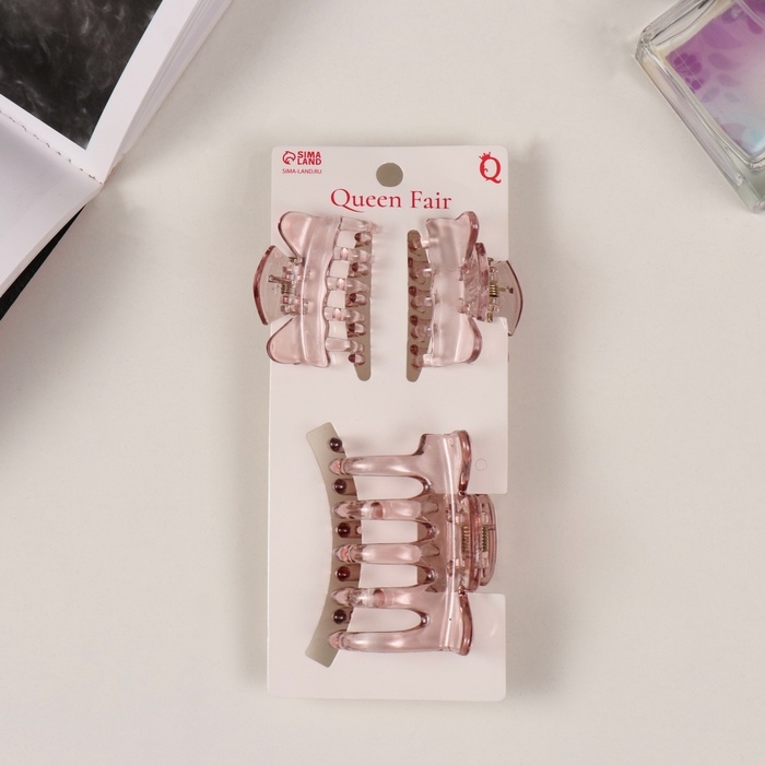 Краб для волос Краб для волос "Флориана" (набор 3 шт) крылья, 5,5 и 4 см, розовый