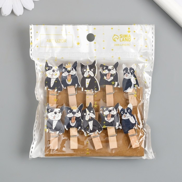 Декор для творчества дерево Декор для творчества дерево "Прищепка. Бульдожка" набор 10 шт 4,2х1,2х1,2 см