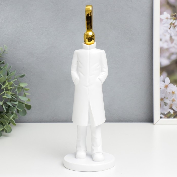 Сувенир полистоун  Сувенир полистоун "Человек - Восклицательный знак" белый с золотом 33х10х10 см