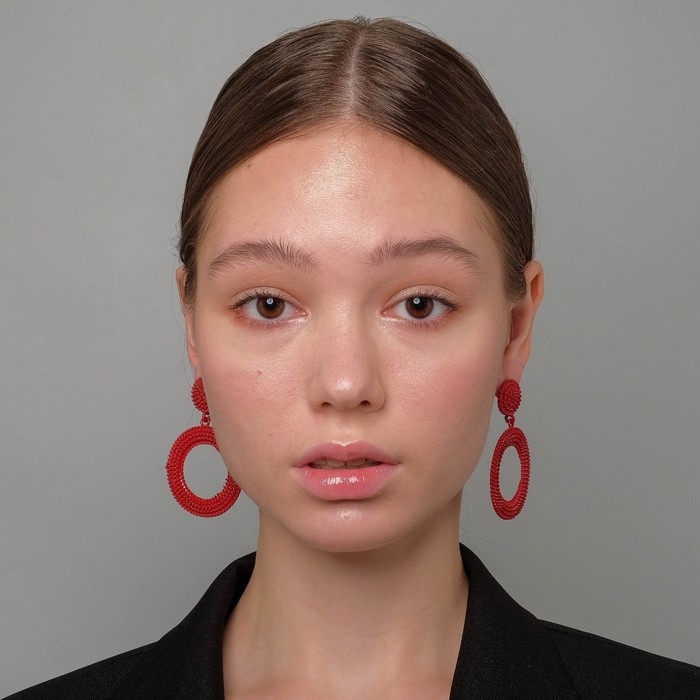 Серьги металл &laquo;Затмение&raquo; круг, цвет красный