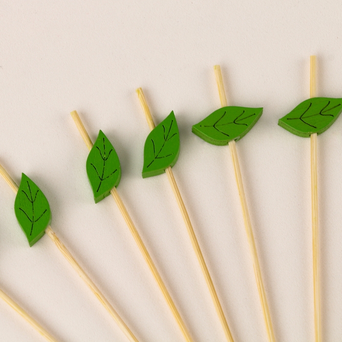 Шпажки для канапе «Листья» набор 24 шт., цвет зелёный Шпажки для канапе «Листья» набор 24 шт., цвет зелёный