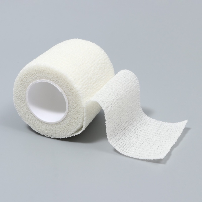 Бинт самофиксирующийся разрывной «Groomroom»‎, 5 см х 4,5 м, белый
