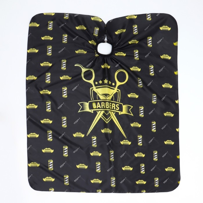 Пеньюар парикмахерский, с крючком, цвет чёрный/жёлтый Пеньюар парикмахерский, с крючком, цвет чёрный/жёлтый