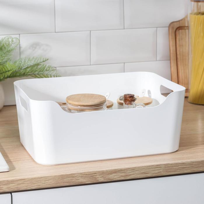 Корзина для хранения Scandi, 10 л, 34×24×14 см, цвет белый Корзина для хранения Scandi, 10 л, 34×24×14 см, цвет белый