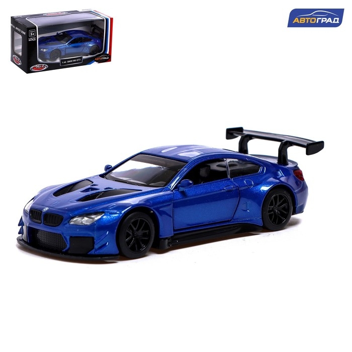 Машина металлическая BMW M6 GT3, 1:44, инерция, открываются двери, цвет синий Машина металлическая BMW M6 GT3, 1:44, инерция, открываются двери, цвет синий