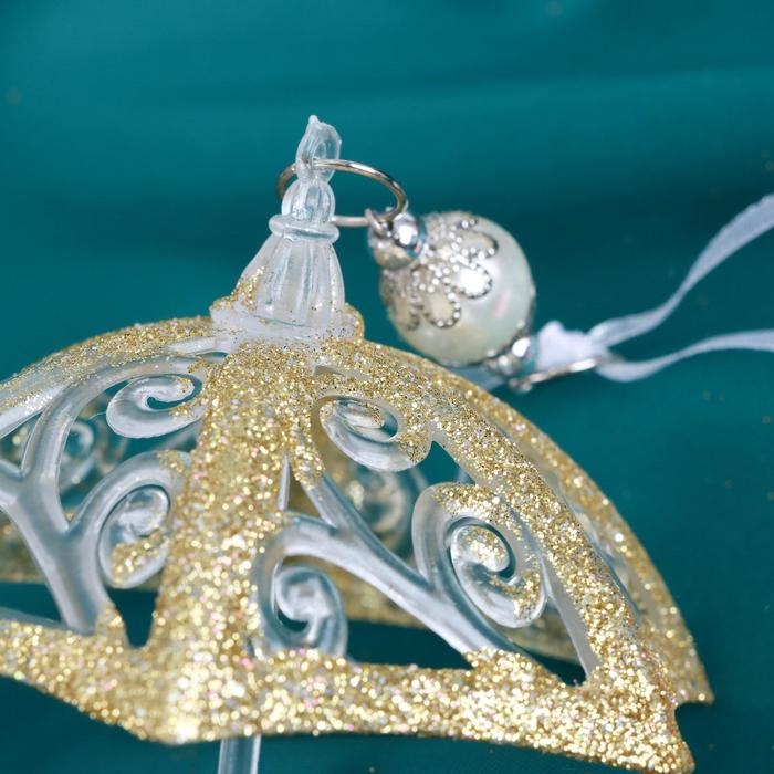 Украшение ёлочное Украшение ёлочное "Зонтик полосы блеск" 10х11,5 см, прозрачно-золотой