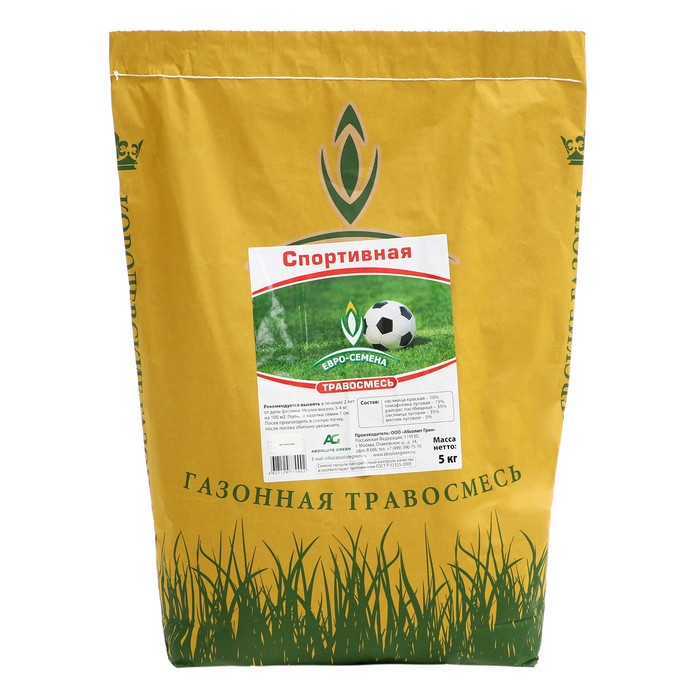 Семена Газонная травосмесь Семена Газонная травосмесь "Евро-семена" "Спортивная" Эконом серия, 5 кг