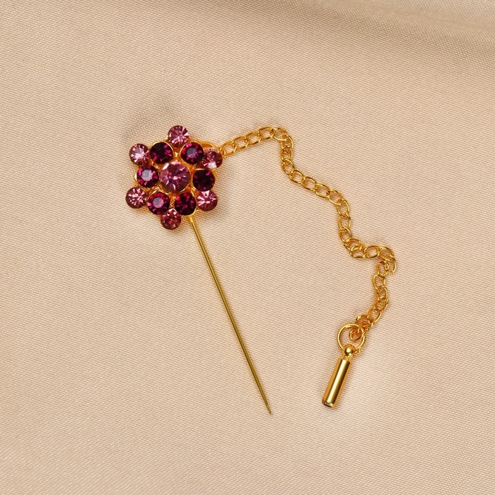 Булавка &laquo;Цветок&raquo; с цепочкой, 5,7 см, цвет МИКС (неделимая фасовка 12 шт., цена за шт.)