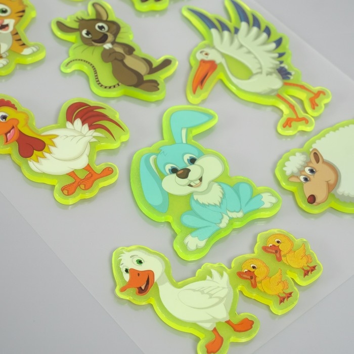 Наклейка силикон на стекло фосфорная Наклейка силикон на стекло фосфорная "Животный мир" 20х16 см