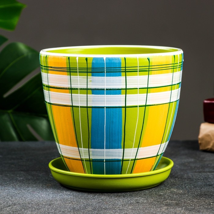 Горшок цветочный Горшок цветочный "Английская клетка" разноцветное, 2,4 л