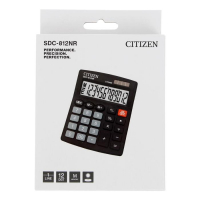 Калькулятор настольный Citizen "SDC-812NR", 12-разрядный, 102 х 124 х 25 мм, двойное питание, чёрный