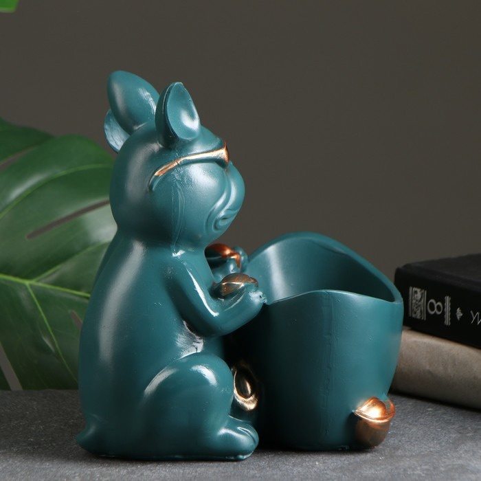 Подставка конфетница Подставка конфетница "Два бульдога" зеленая, 21х19х19см