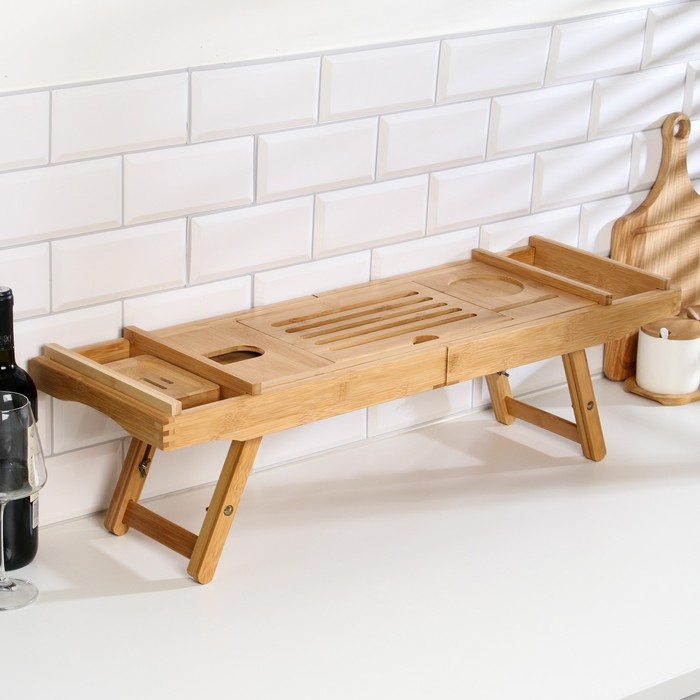 Столик- винница для ванны, большой, 75 (109) х 23 х 4,5 см, дерево Столик- винница для ванны, большой, 75 (109) х 23 х 4,5 см, дерево